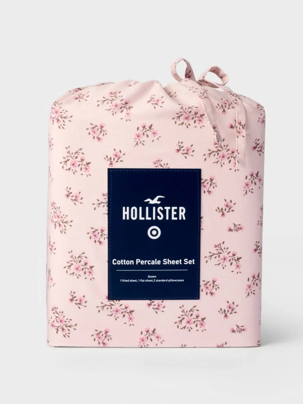 ON HAND Hollister Target Queen Cotton Percale Sheet Set Pink Floral Ditsy